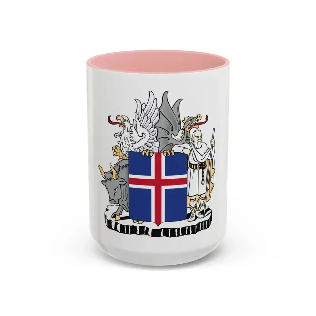Coat of arms of Iceland - Accent Coffee Mug 15oz Pink - Go Mug Yourself