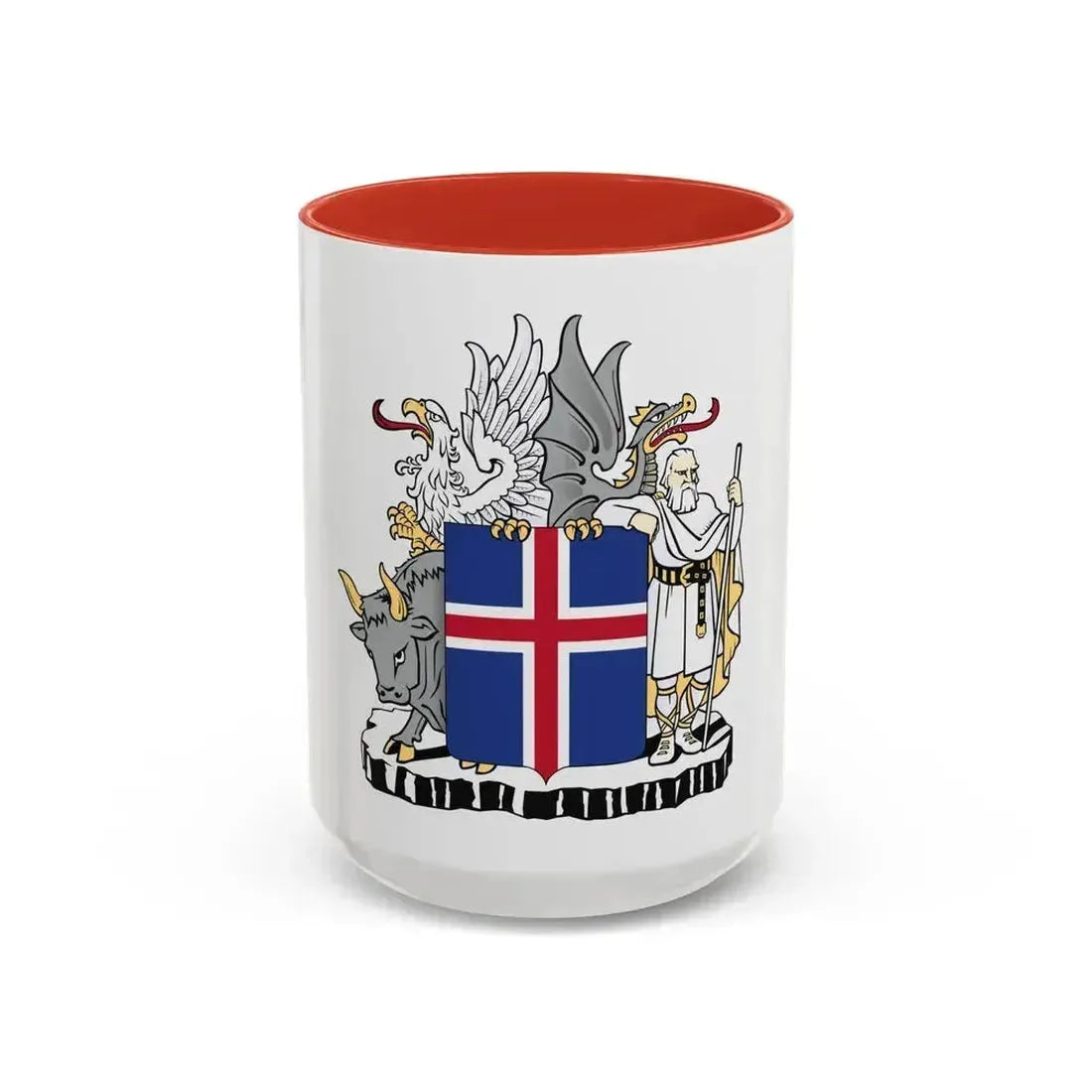 Coat of arms of Iceland - Accent Coffee Mug 15oz Red - Go Mug Yourself