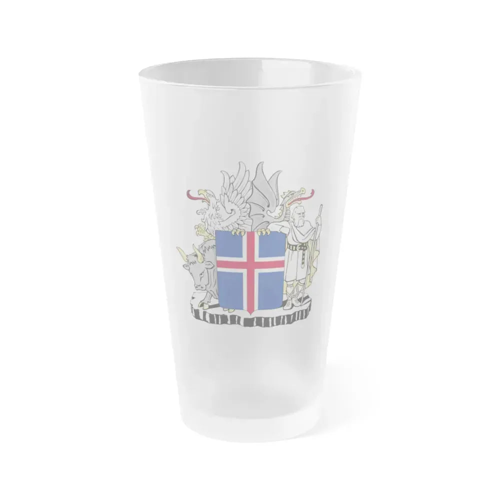 Coat of arms of Iceland - Frosted Pint Glass 16oz 16oz Frosted - Go Mug Yourself