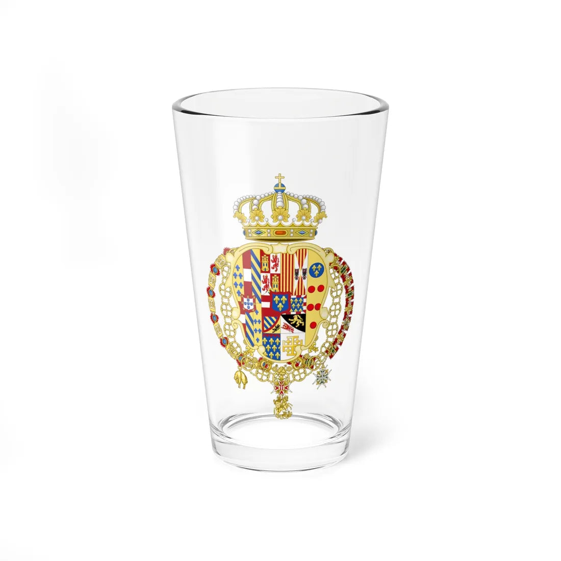 Coat of Arms of Infante Charles of Spain as King of Naples and Sicily (Italy) (Coat of Arms) Pint Glass 16oz 16oz - Go Mug Yourself
