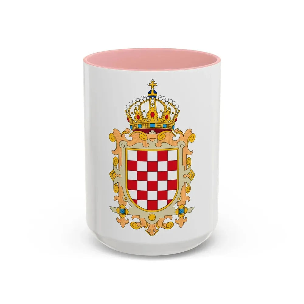 Coat of Arms of Kingdom of Croatia - Accent Coffee Mug 15oz Pink - Go Mug Yourself