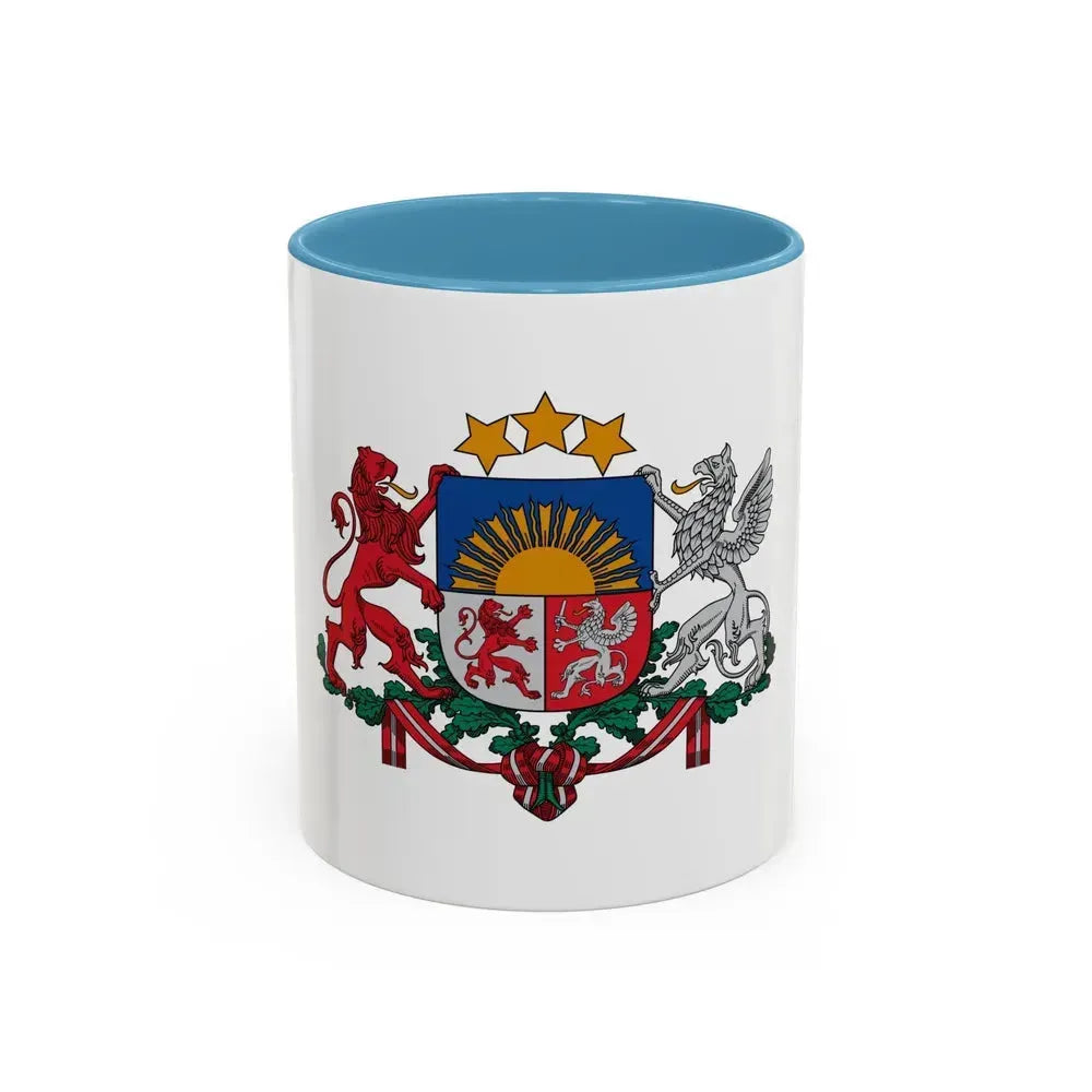 Coat of arms of Latvia - Accent Coffee Mug 11oz Light Blue - Go Mug Yourself