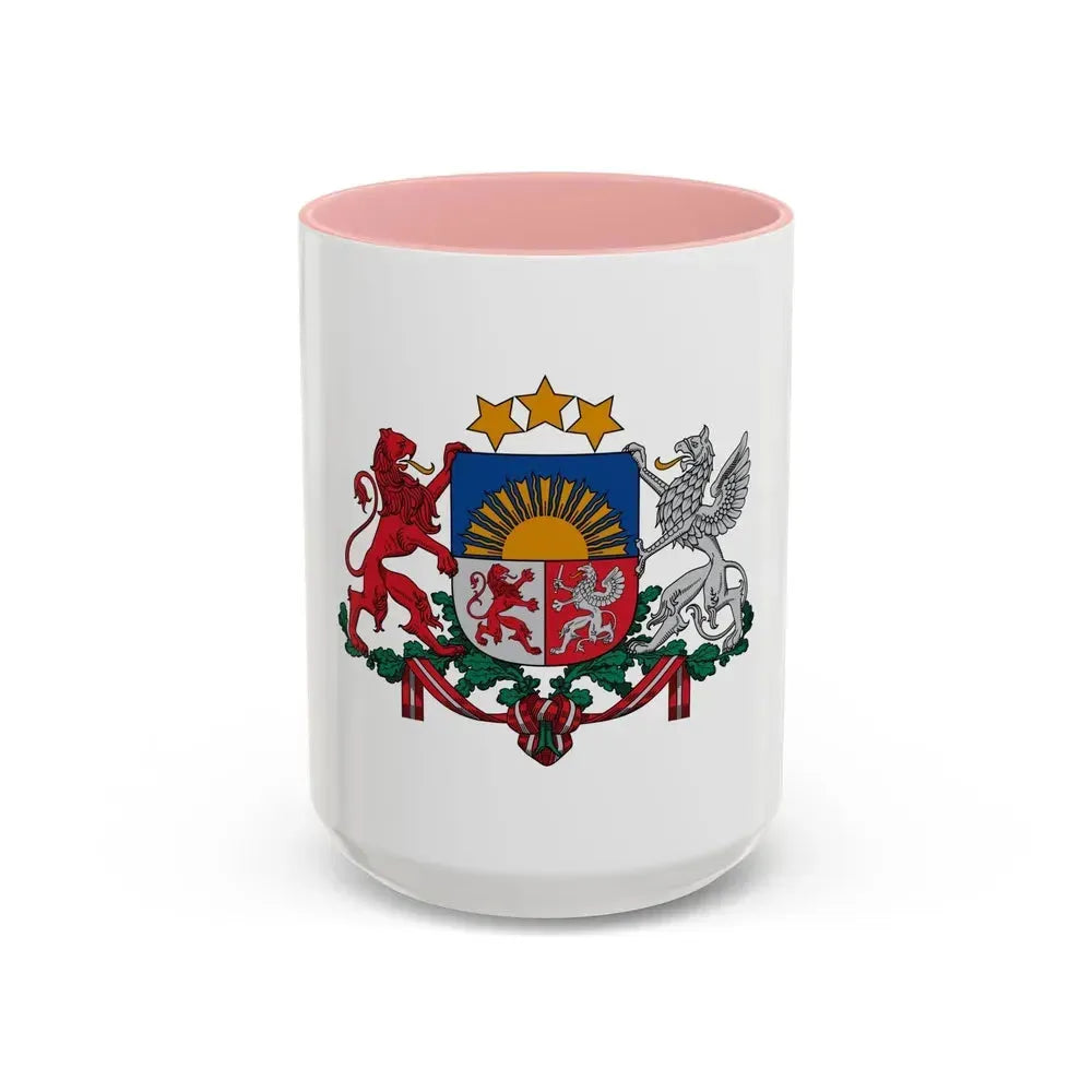 Coat of arms of Latvia - Accent Coffee Mug 15oz Pink - Go Mug Yourself