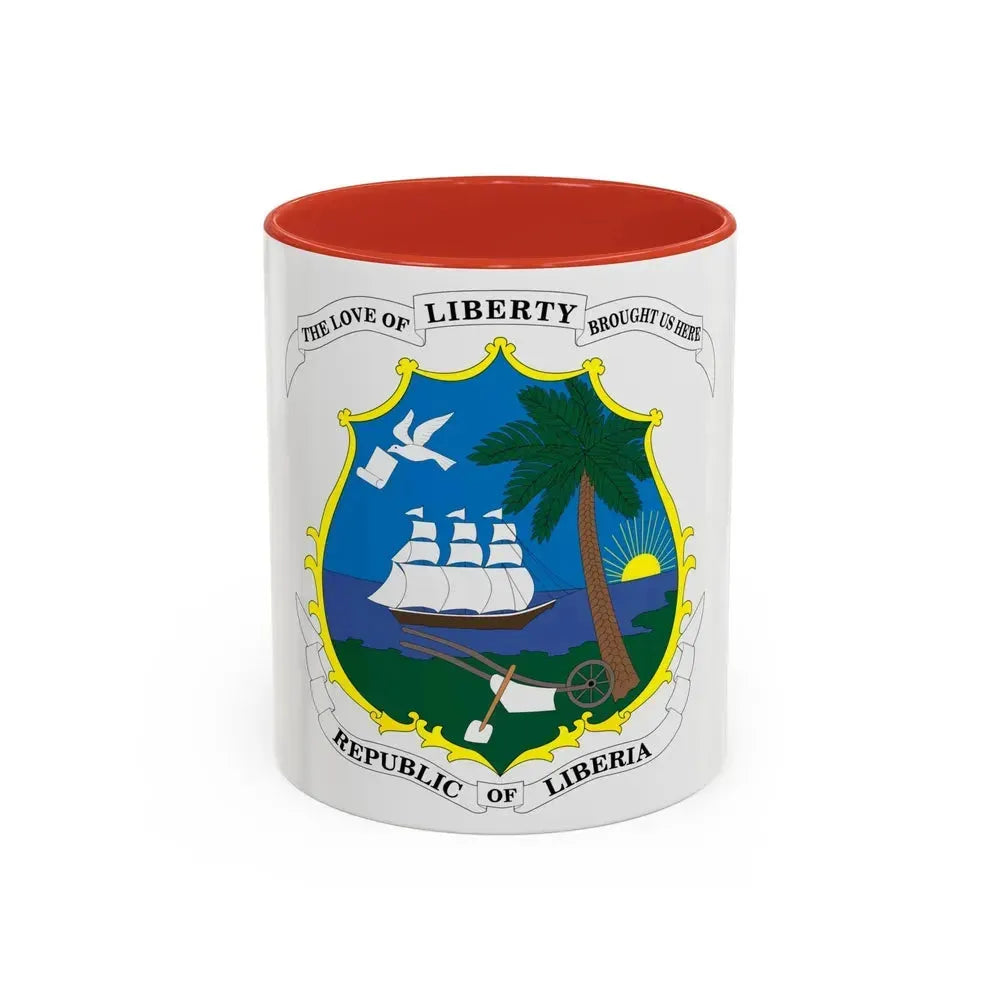 Coat of arms of Liberia - Accent Coffee Mug 11oz Red - Go Mug Yourself