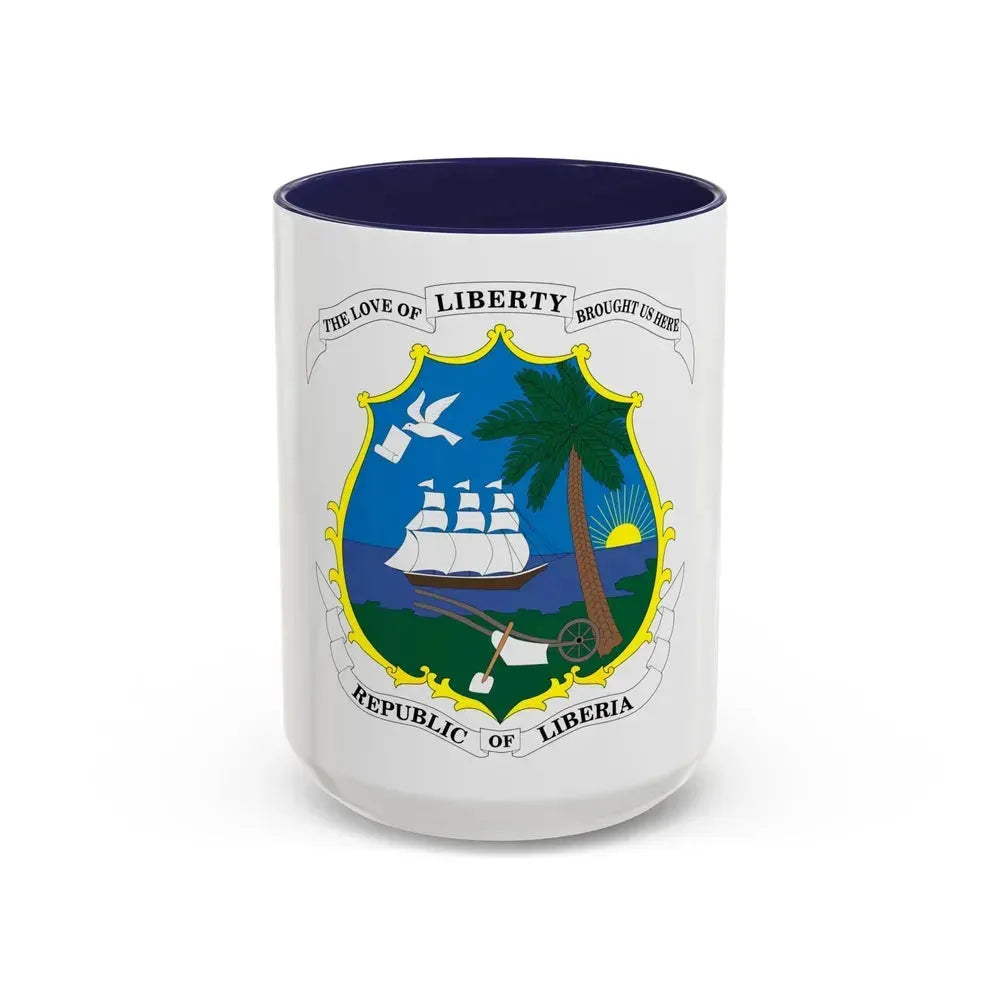 Coat of arms of Liberia - Accent Coffee Mug 15oz Navy - Go Mug Yourself