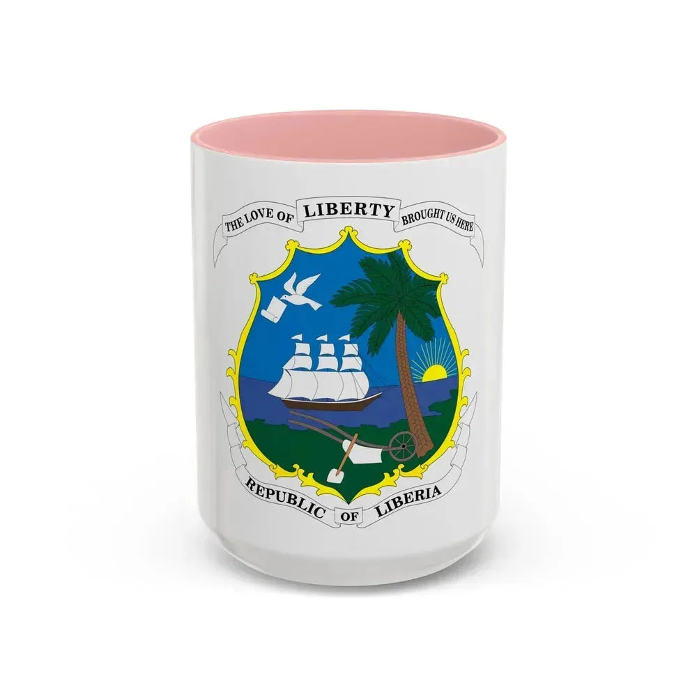 Coat of arms of Liberia - Accent Coffee Mug 15oz Pink - Go Mug Yourself