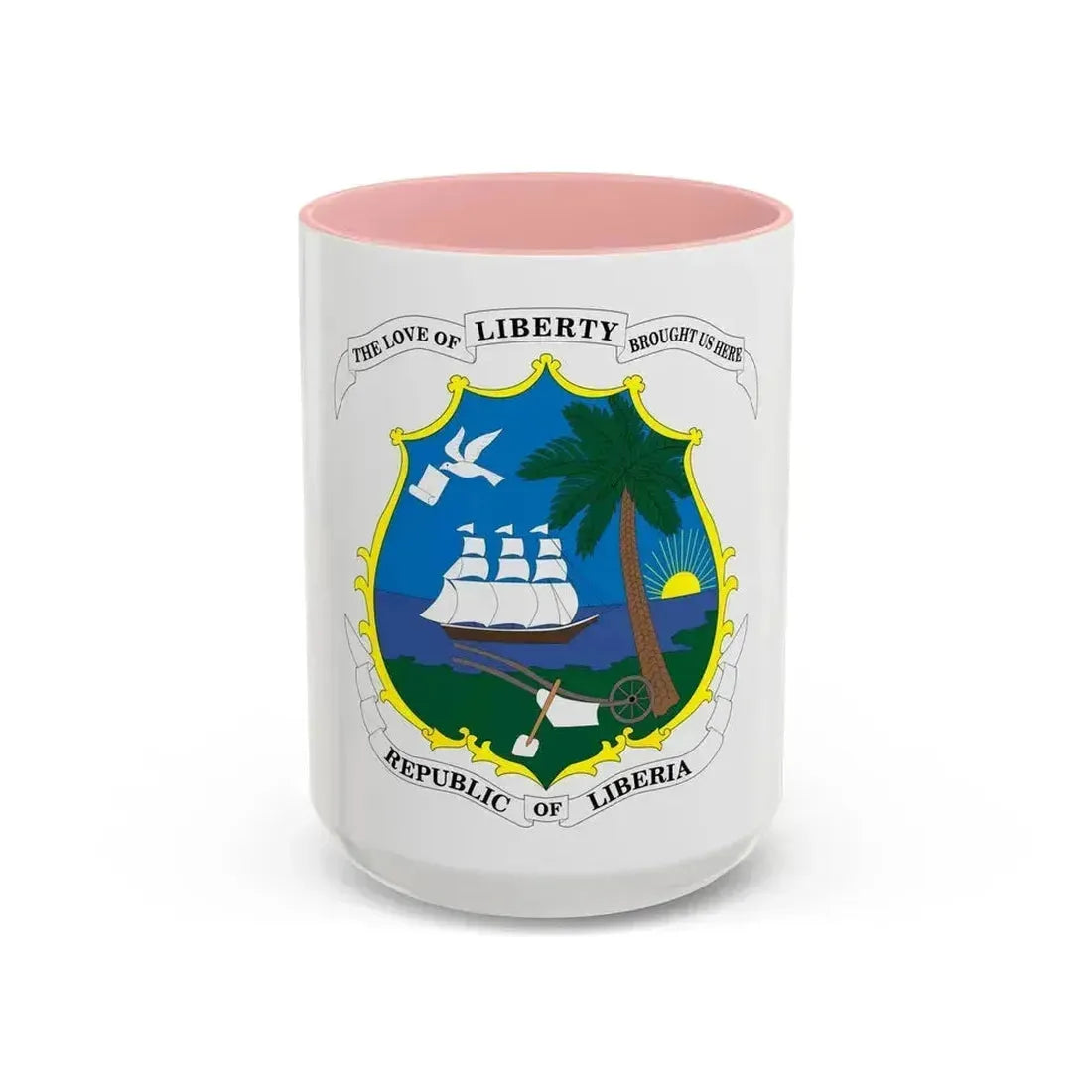 Coat of arms of Liberia - Accent Coffee Mug 15oz Pink - Go Mug Yourself