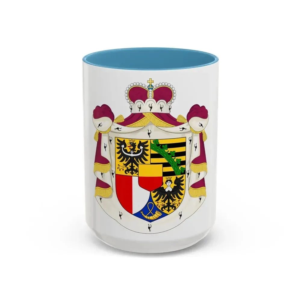 Coat of arms of Liechtenstein - Accent Coffee Mug 15oz Light Blue - Go Mug Yourself