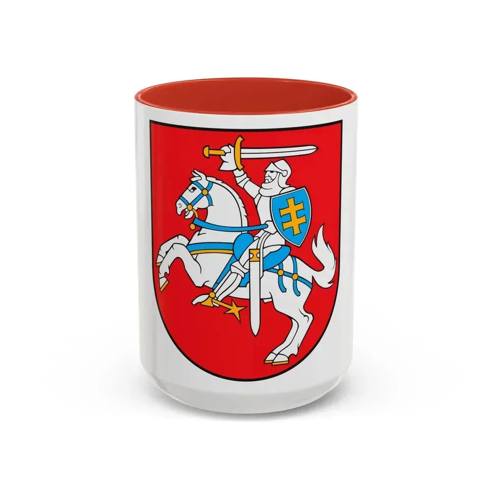 Coat of arms of Lithuania - Accent Coffee Mug 15oz Red - Go Mug Yourself