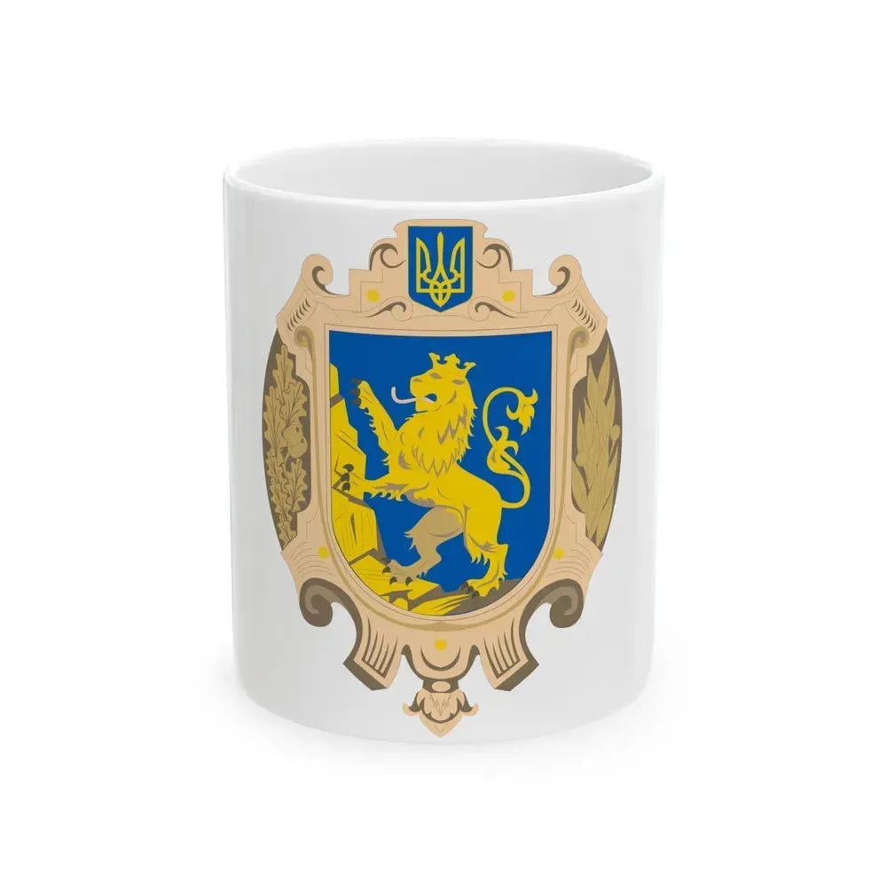 Coat of Arms of Lviv Oblast - White Coffee Mug 11oz - Go Mug Yourself