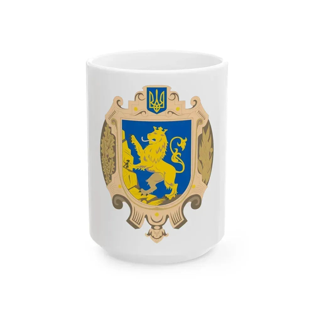 Coat of Arms of Lviv Oblast - White Coffee Mug 15oz - Go Mug Yourself