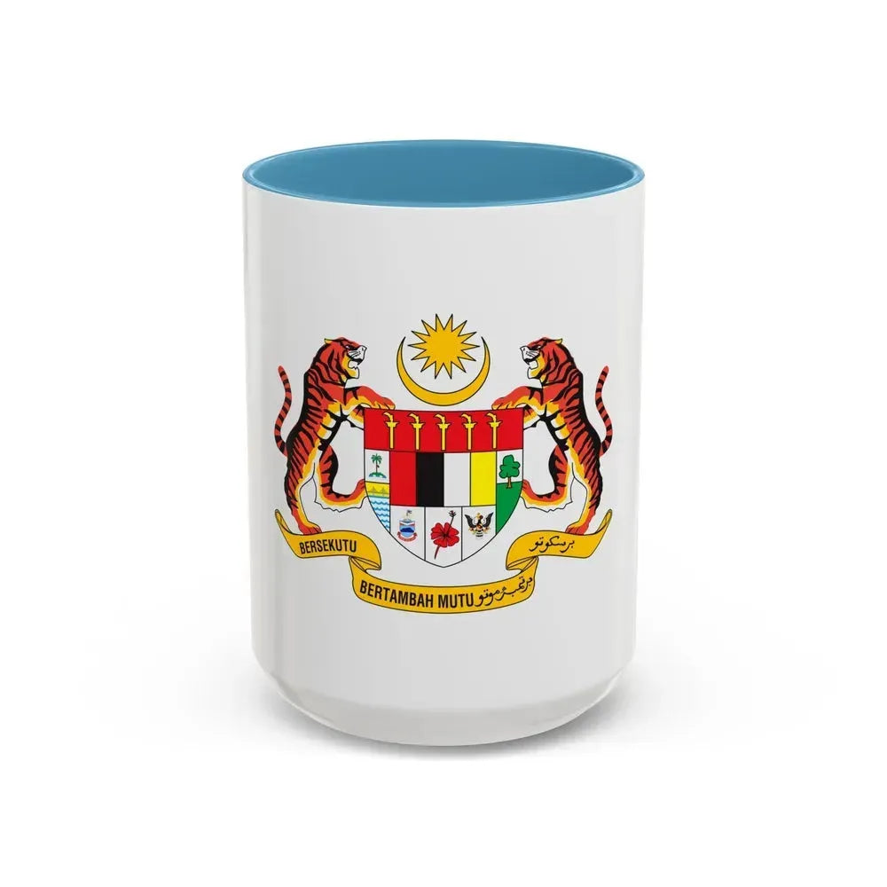 Coat of arms of Malaysia - Accent Coffee Mug 15oz Light Blue - Go Mug Yourself