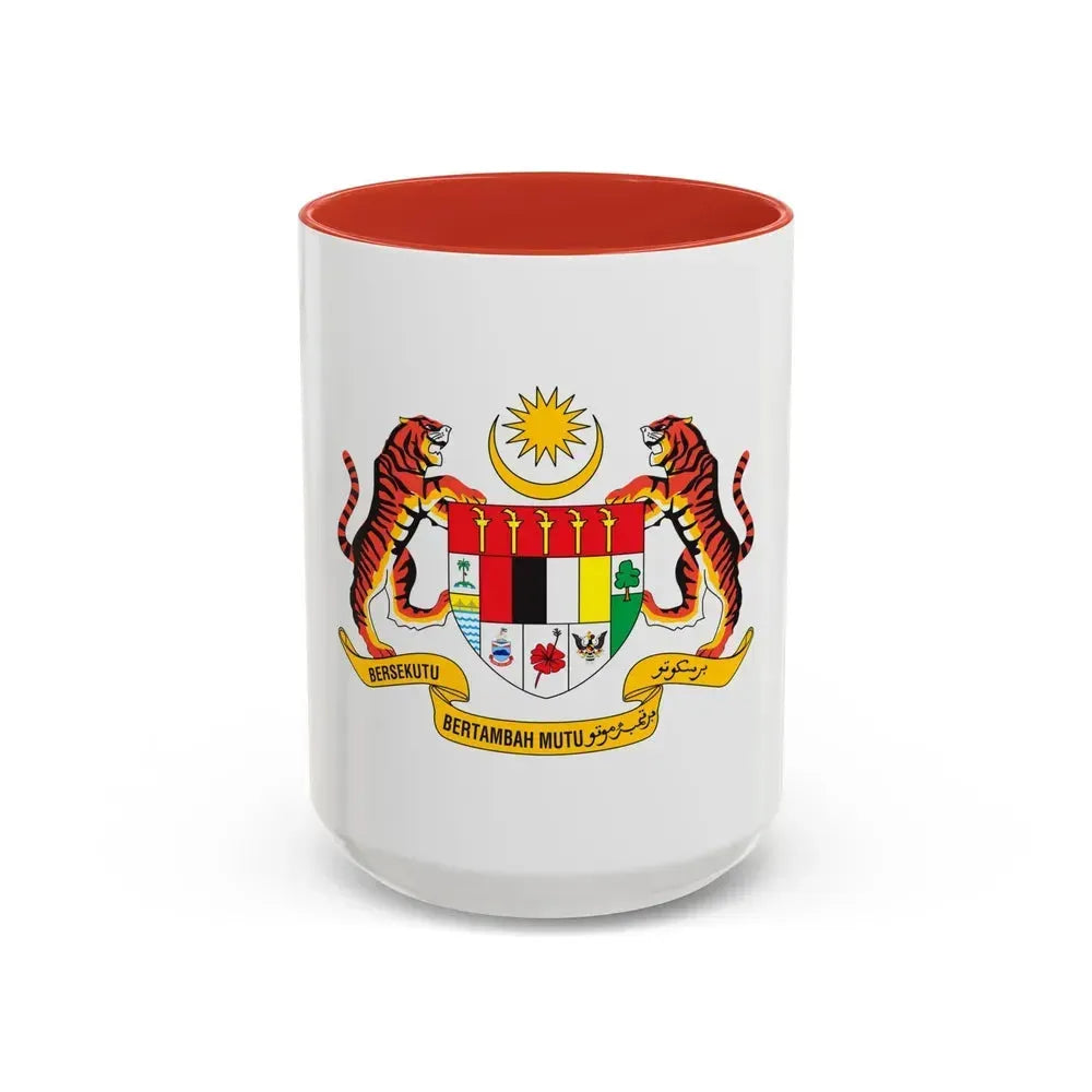 Coat of arms of Malaysia - Accent Coffee Mug 15oz Red - Go Mug Yourself