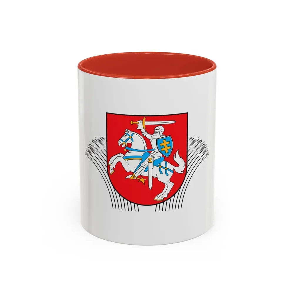 Coat of Arms of Ministry of Agriculture Lithuania - Accent Coffee Mug 11oz Red - Go Mug Yourself