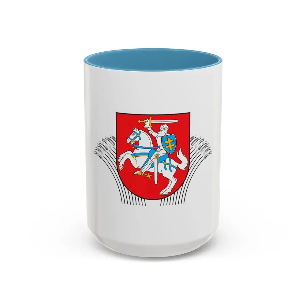 Coat of Arms of Ministry of Agriculture Lithuania - Accent Coffee Mug 15oz Light Blue - Go Mug Yourself