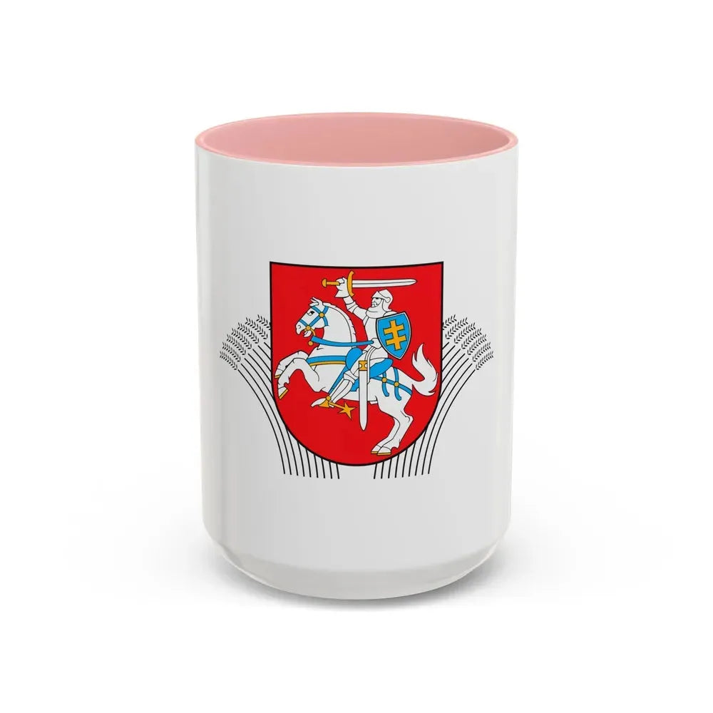 Coat of Arms of Ministry of Agriculture Lithuania - Accent Coffee Mug 15oz Pink - Go Mug Yourself