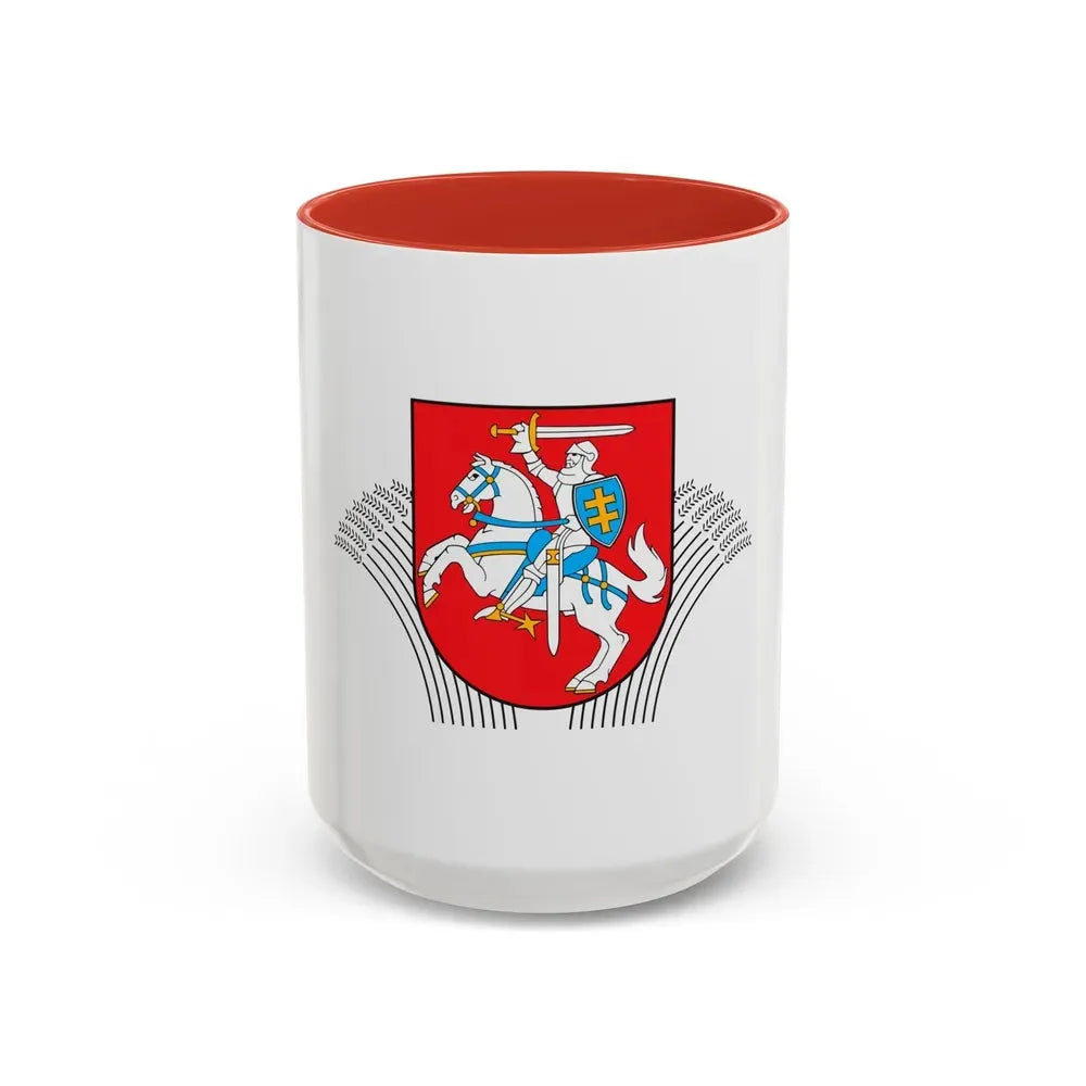 Coat of Arms of Ministry of Agriculture Lithuania - Accent Coffee Mug 15oz Red - Go Mug Yourself