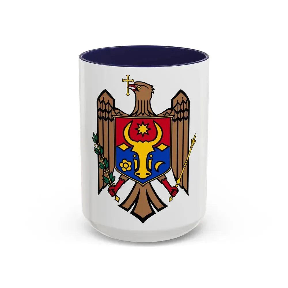 Coat of arms of Moldova - Accent Coffee Mug 15oz Navy - Go Mug Yourself