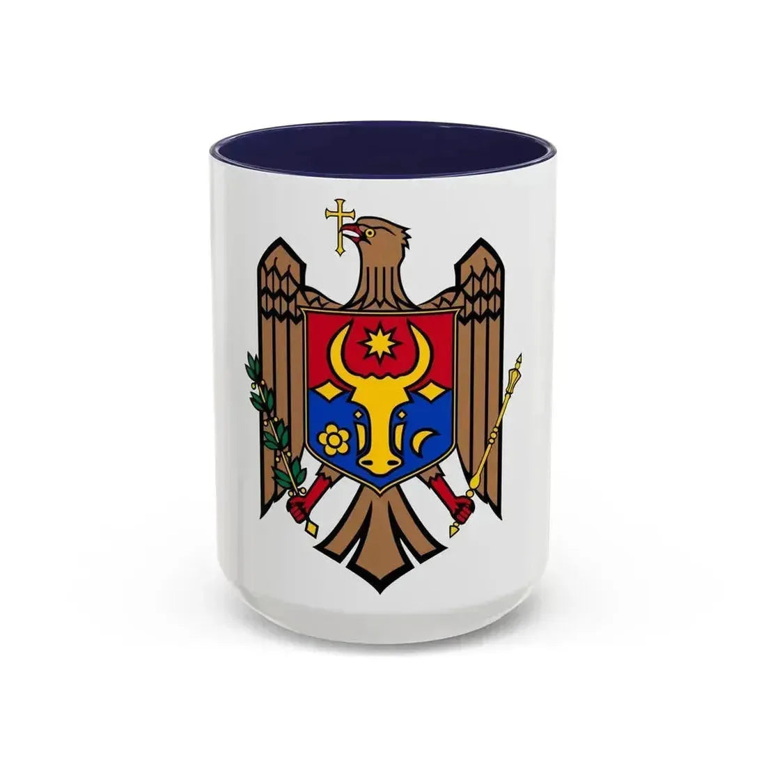 Coat of arms of Moldova - Accent Coffee Mug 15oz Navy - Go Mug Yourself