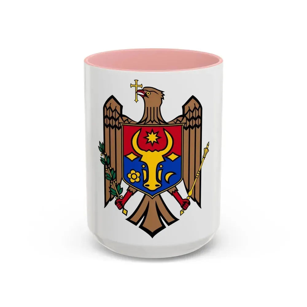 Coat of arms of Moldova - Accent Coffee Mug 15oz Pink - Go Mug Yourself