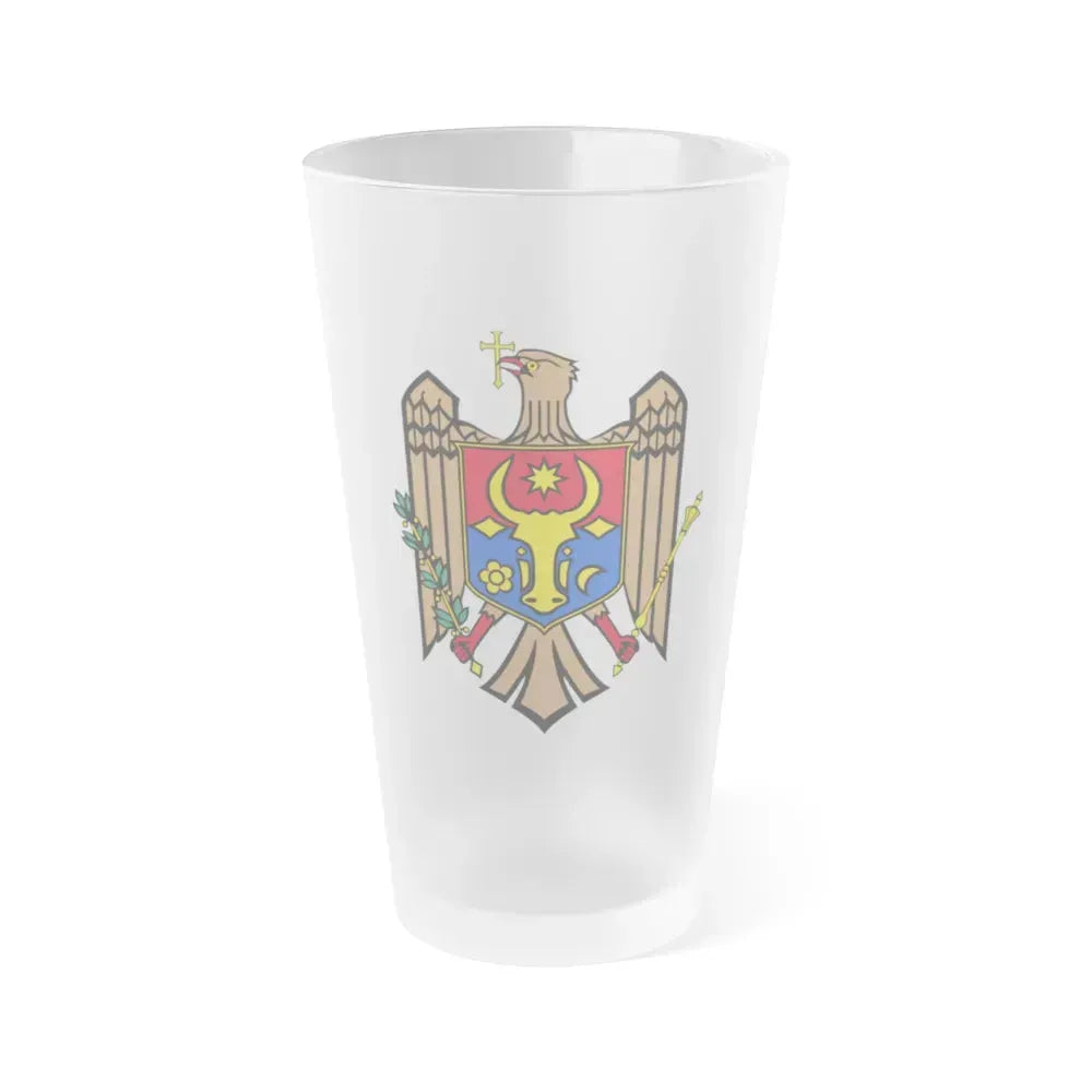 Coat of arms of Moldova - Frosted Pint Glass 16oz 16oz Frosted - Go Mug Yourself