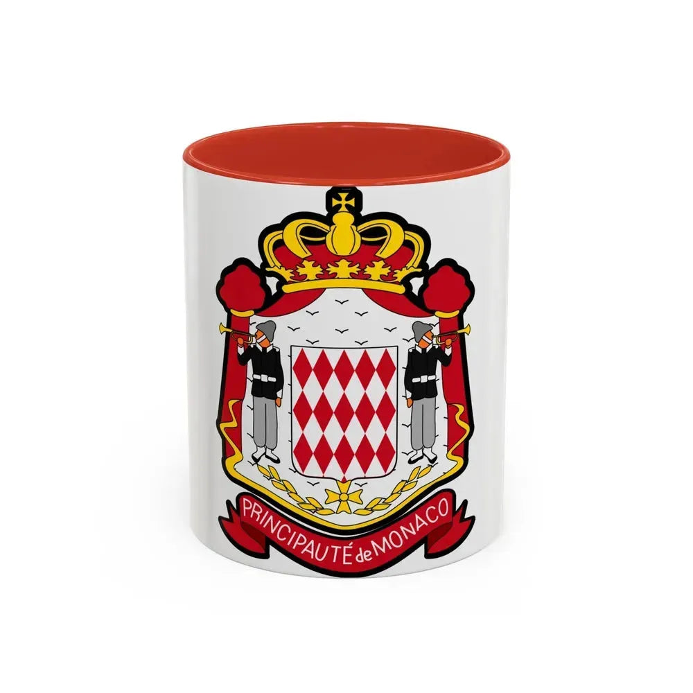 Coat of arms of Monaco - Accent Coffee Mug 11oz Red - Go Mug Yourself