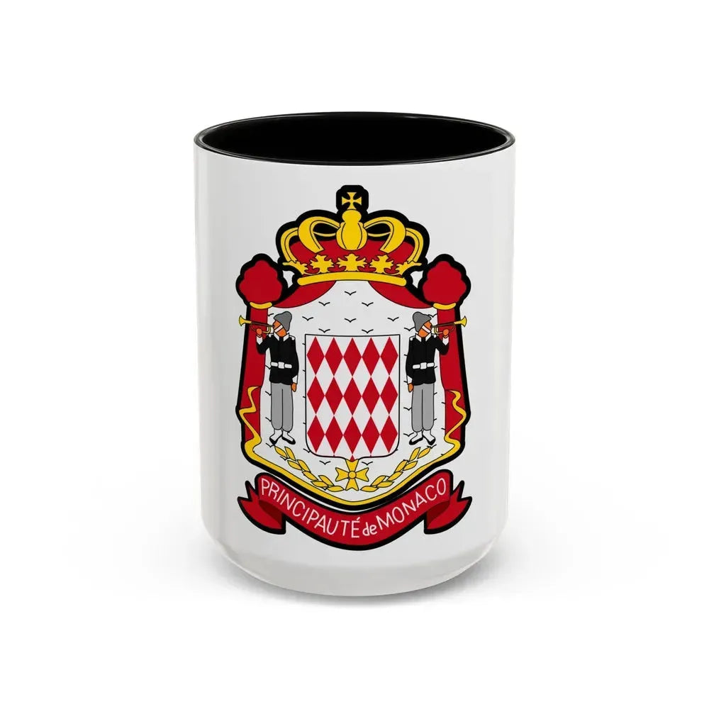 Coat of arms of Monaco - Accent Coffee Mug 15oz Black - Go Mug Yourself