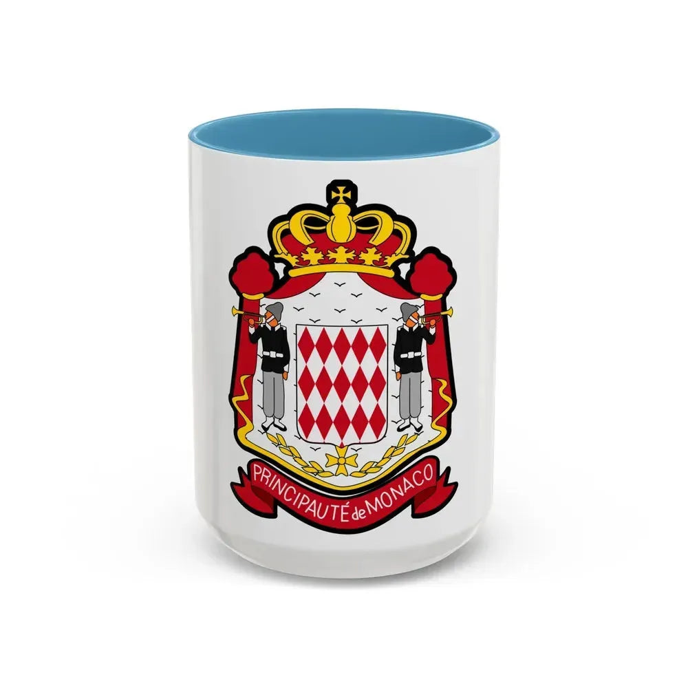 Coat of arms of Monaco - Accent Coffee Mug 15oz Light Blue - Go Mug Yourself