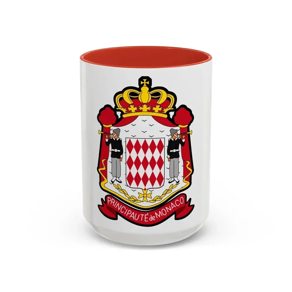Coat of arms of Monaco - Accent Coffee Mug 15oz Red - Go Mug Yourself