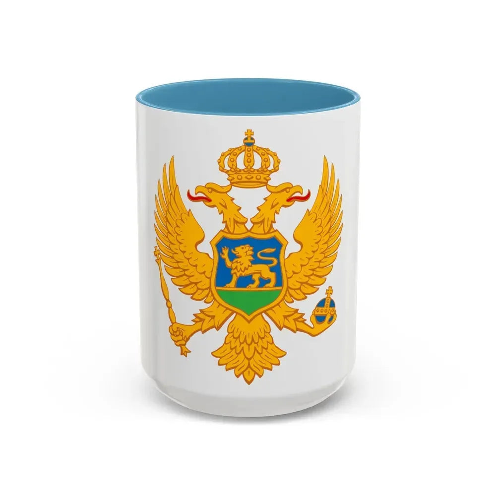 Coat of arms of Montenegro - Accent Coffee Mug 15oz Light Blue - Go Mug Yourself