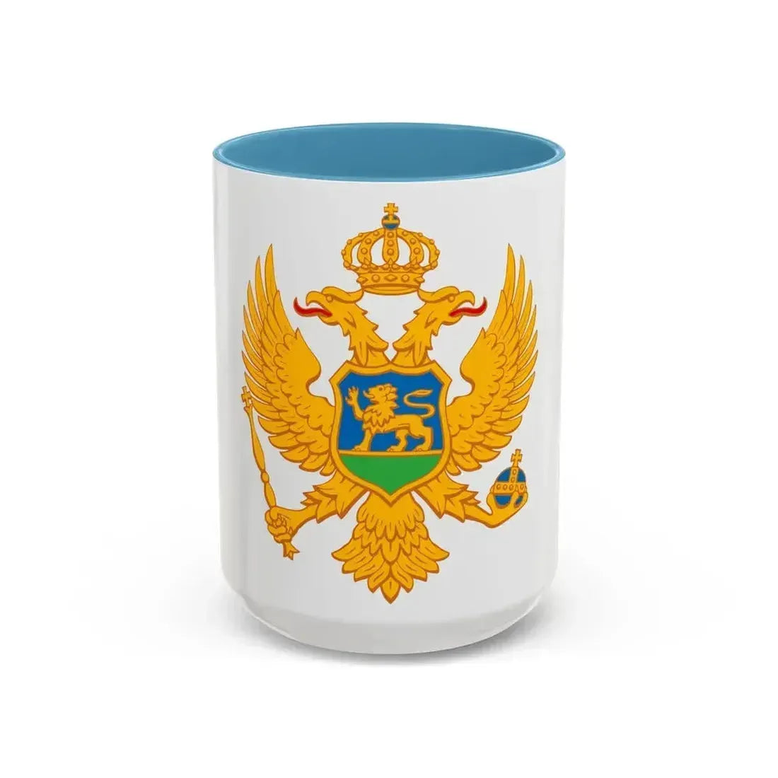 Coat of arms of Montenegro - Accent Coffee Mug 15oz Light Blue - Go Mug Yourself