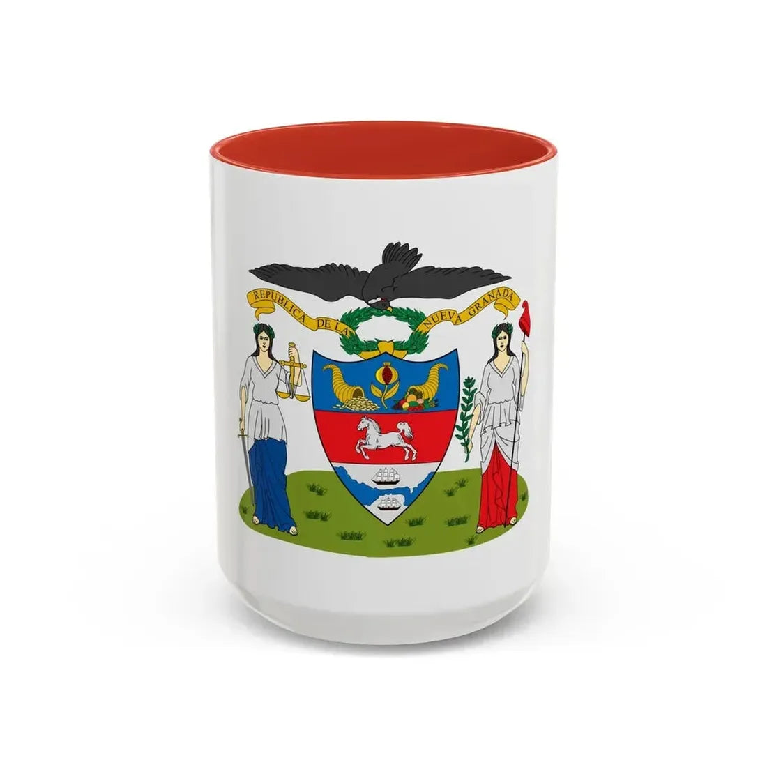 Coat of arms of New Granada (proposal) - Accent Coffee Mug 15oz Red - Go Mug Yourself