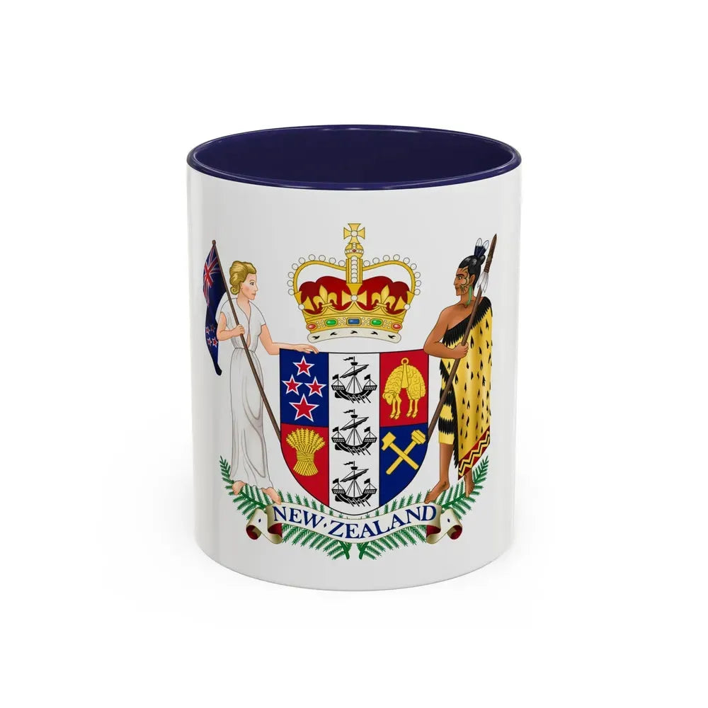 Coat of arms of New Zealand - Accent Coffee Mug 11oz Navy - Go Mug Yourself
