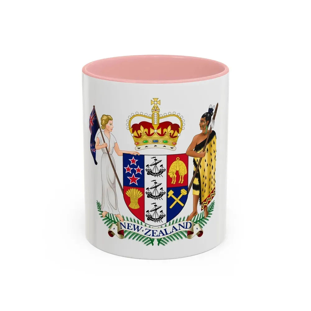 Coat of arms of New Zealand - Accent Coffee Mug 11oz Pink - Go Mug Yourself