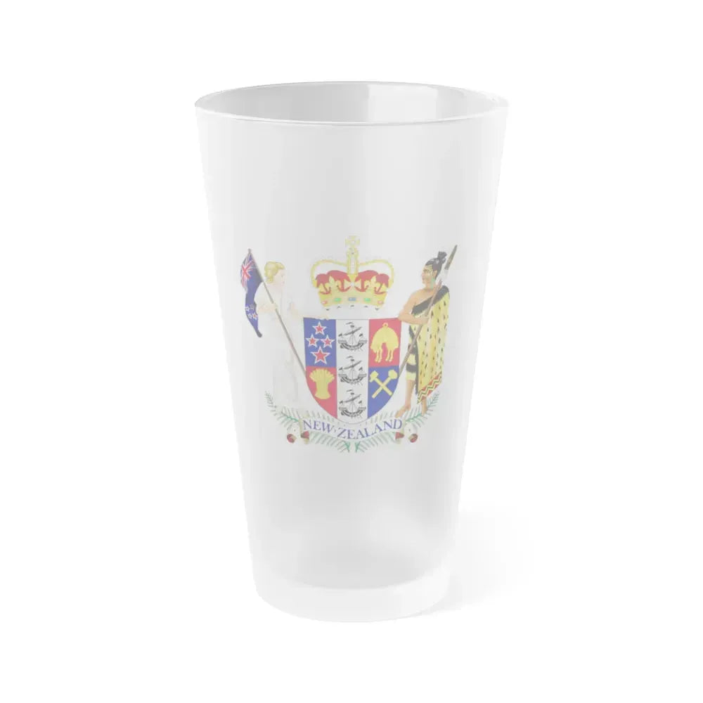 Coat of arms of New Zealand - Frosted Pint Glass 16oz 16oz Frosted - Go Mug Yourself
