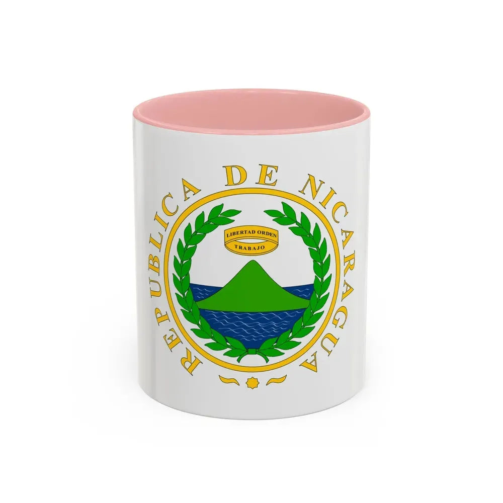 Coat of arms of Nicaragua (1854) - Accent Coffee Mug 11oz Pink - Go Mug Yourself