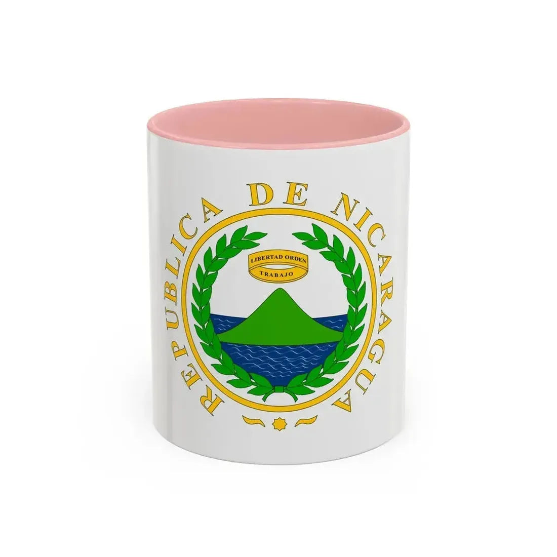 Coat of arms of Nicaragua (1854) - Accent Coffee Mug 11oz Pink - Go Mug Yourself