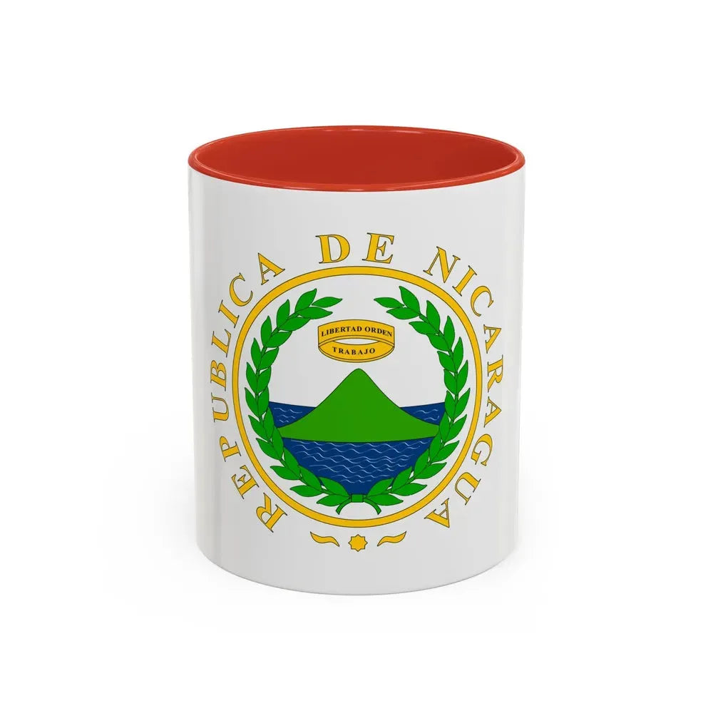 Coat of arms of Nicaragua (1854) - Accent Coffee Mug 11oz Red - Go Mug Yourself