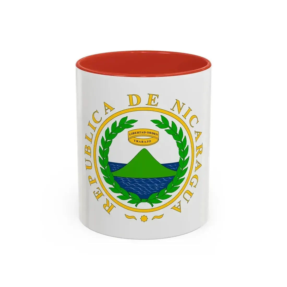 Coat of arms of Nicaragua (1854) - Accent Coffee Mug 11oz Red - Go Mug Yourself