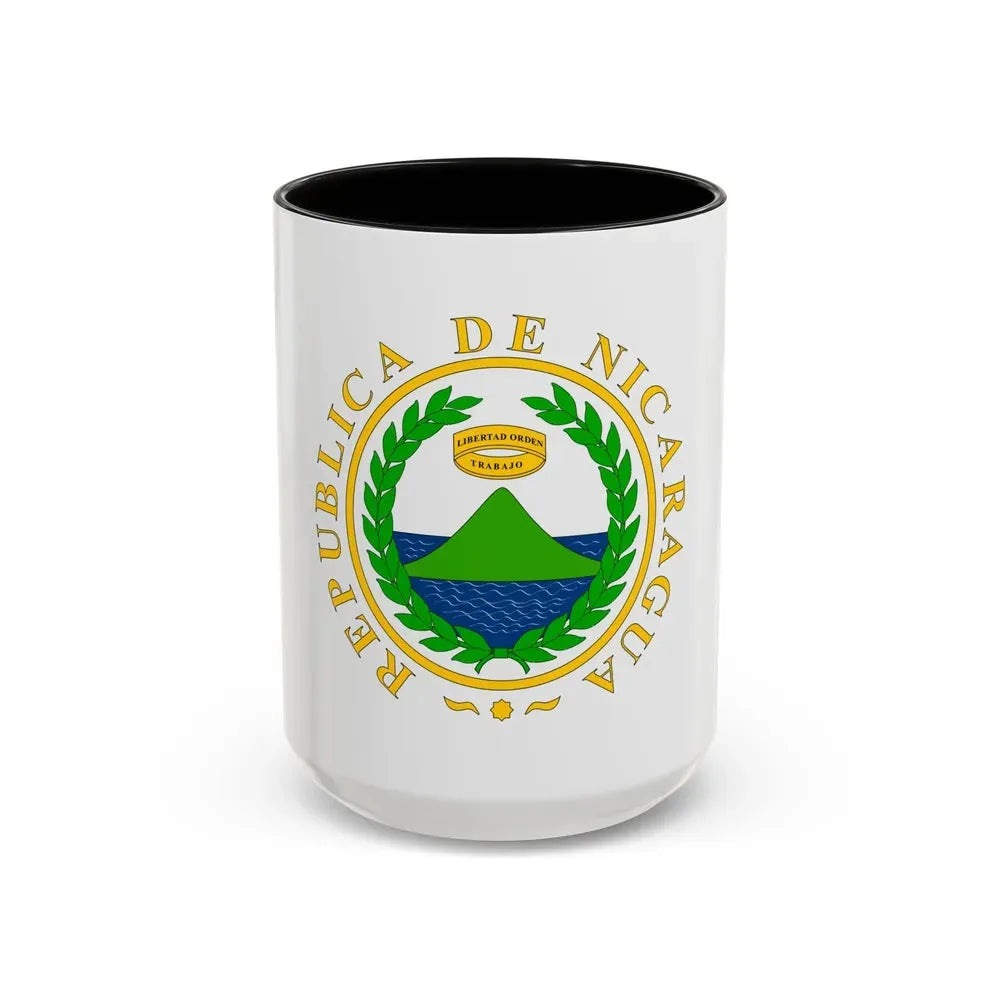 Coat of arms of Nicaragua (1854) - Accent Coffee Mug 15oz Black - Go Mug Yourself