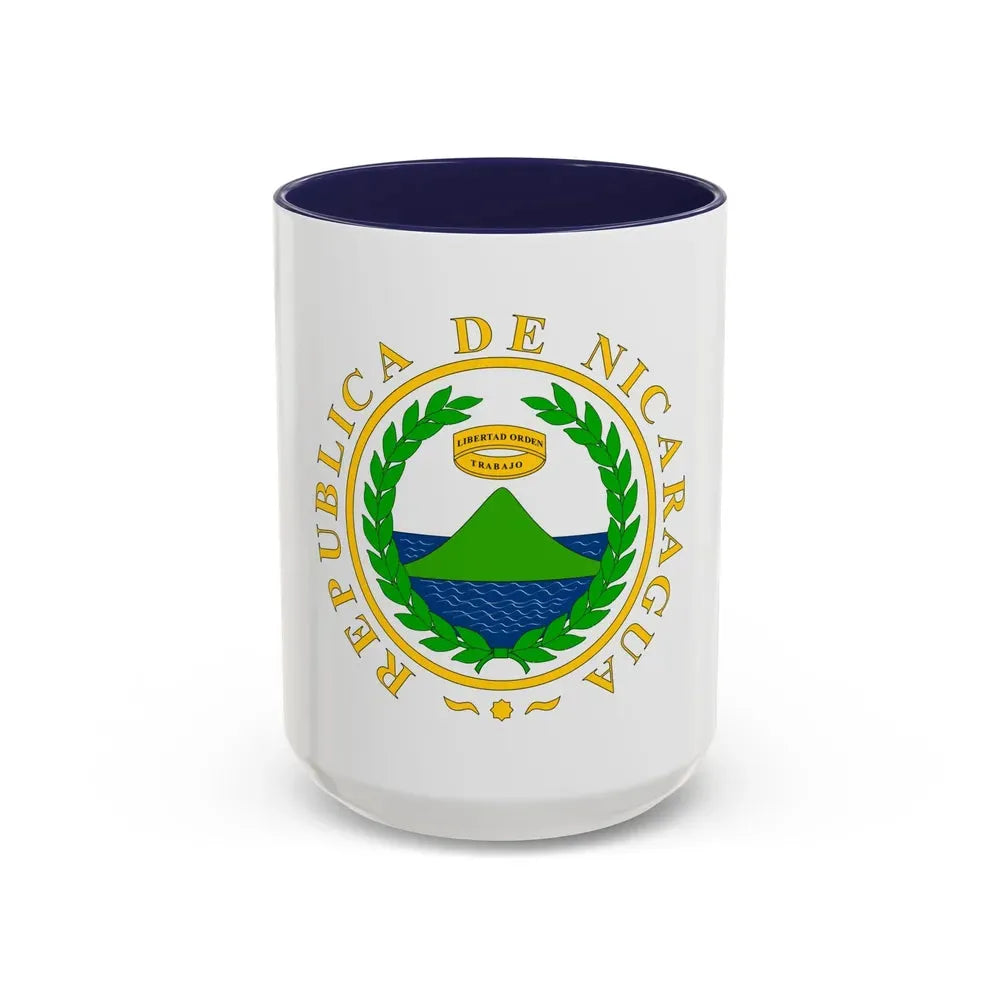 Coat of arms of Nicaragua (1854) - Accent Coffee Mug 15oz Navy - Go Mug Yourself