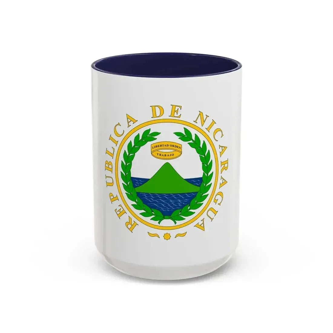 Coat of arms of Nicaragua (1854) - Accent Coffee Mug 15oz Navy - Go Mug Yourself