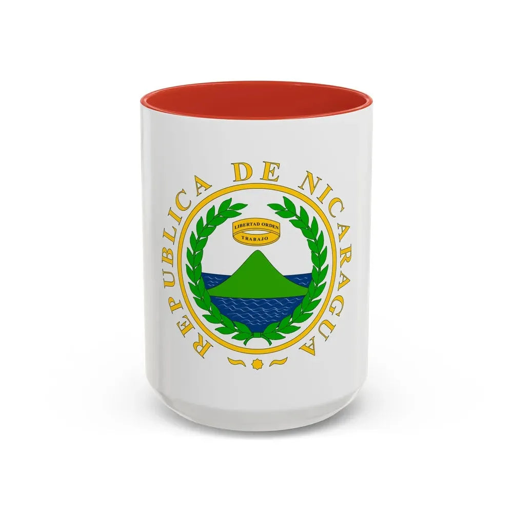 Coat of arms of Nicaragua (1854) - Accent Coffee Mug 15oz Red - Go Mug Yourself