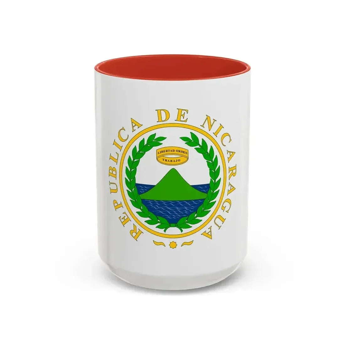 Coat of arms of Nicaragua (1854) - Accent Coffee Mug 15oz Red - Go Mug Yourself
