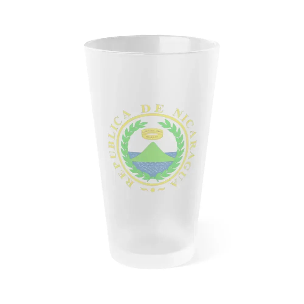 Coat of arms of Nicaragua (1854) - Frosted Pint Glass 16oz 16oz Frosted - Go Mug Yourself