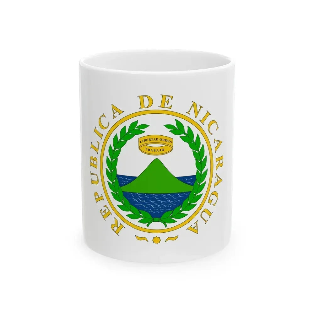 Coat of arms of Nicaragua (1854) - White Coffee Mug 11oz - Go Mug Yourself
