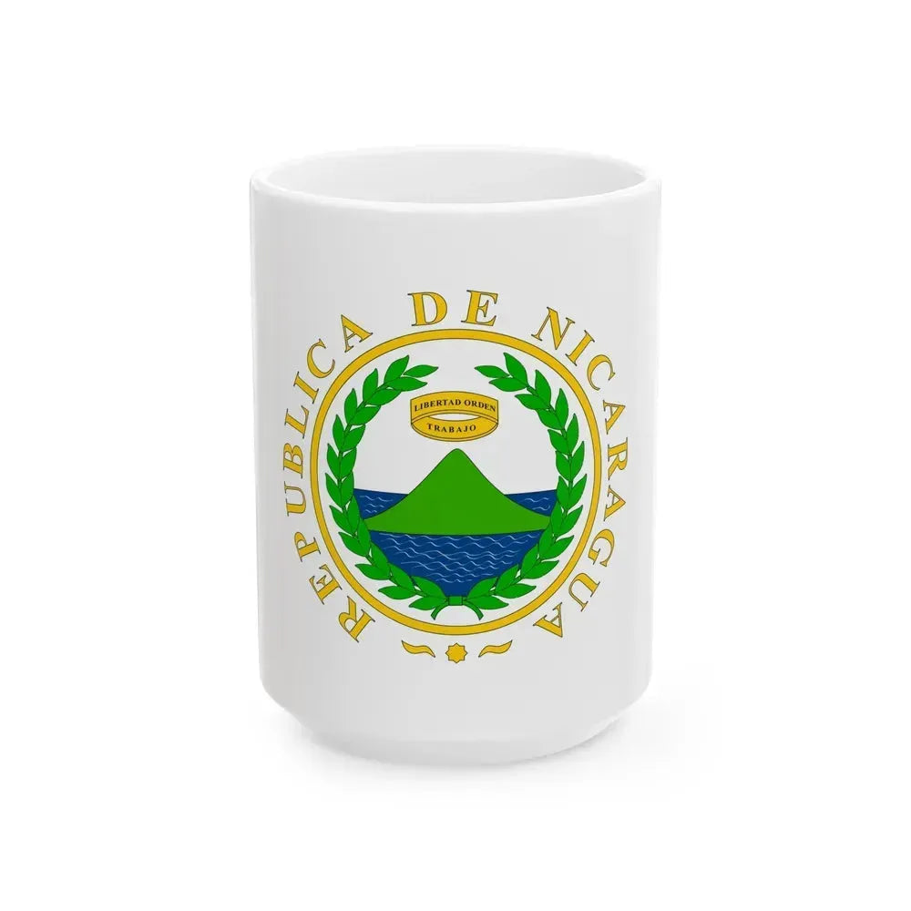 Coat of arms of Nicaragua (1854) - White Coffee Mug 15oz - Go Mug Yourself