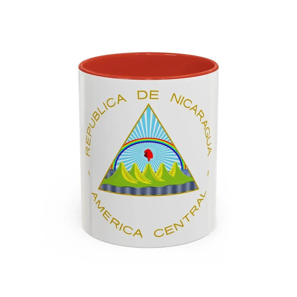 Coat of arms of Nicaragua - Accent Coffee Mug 11oz Red - Go Mug Yourself
