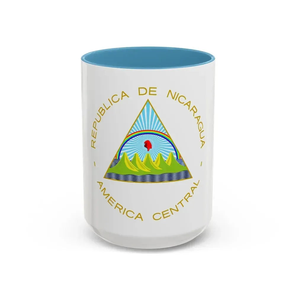 Coat of arms of Nicaragua - Accent Coffee Mug 15oz Light Blue - Go Mug Yourself