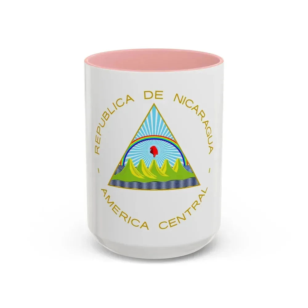 Coat of arms of Nicaragua - Accent Coffee Mug 15oz Pink - Go Mug Yourself